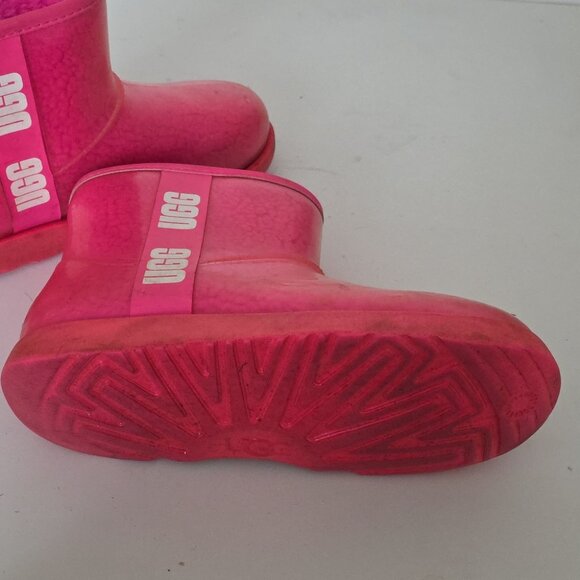 UGG | Classic Clear Mini Dragon Fruit Pink Waterproof Rain Boots Size 4 - Picture 6 of 7